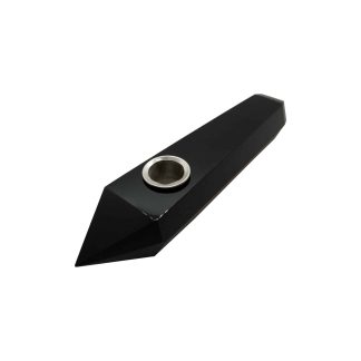 Obsidian Gemstone Pipe with Screen (Style #28)