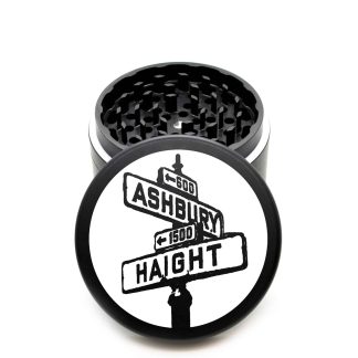 USA Made The Puck® Grinder: Haight x Ashbury San Francisco – 90mm Black Weed Grinder