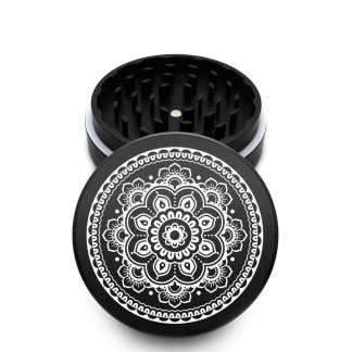 USA Made The Puck® Grinder: Hibiscus, Black, 3.500 inch [90mm], 2 Piece