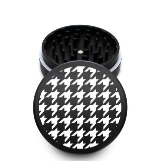 USA Made The Puck® Grinder: Houndstooth, Black, 3.500 inch [90mm], 2 Piece