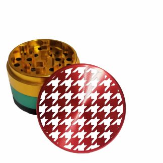 Houndstooth Rasta Color Full Size Weed Grinder – Top Rated Aluminum Crusher