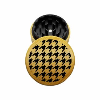 USA Made The Puck® Hybrid™ Grinder: Houndstooth – 70mm Wooden Herb Grinder – Two Piece