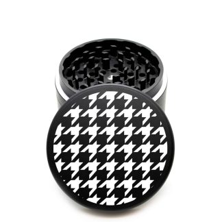 USA Made The Puck® Grinder: Houndstooth – Premium 90mm Black Herb Grinder