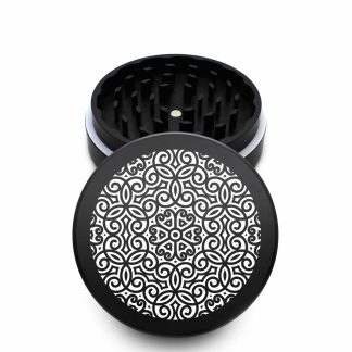 USA Made The Puck® Grinder: Loopy Mandala, Black, 3.500 inch [90mm], 2 Piece