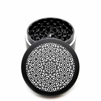 USA Made The Puck® Grinder: Loopy Mandala – 90mm Black Premium Cannabis Grinder