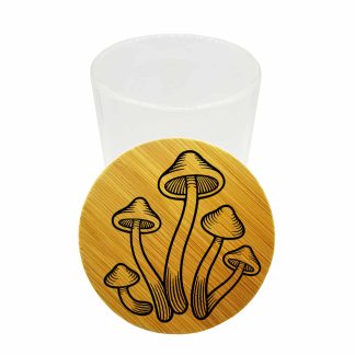 Glass Mushroom Stash Jar, 200ml, Bamboo Lid, Air Tight, Tahoe Grinder Company