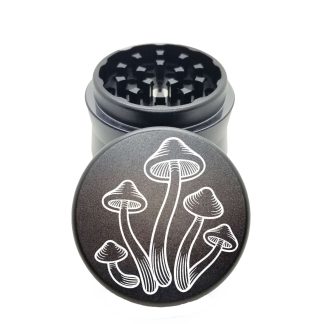 Mushrooms Black Pocket Herb Grinder – 2" Mini Weed Grinder