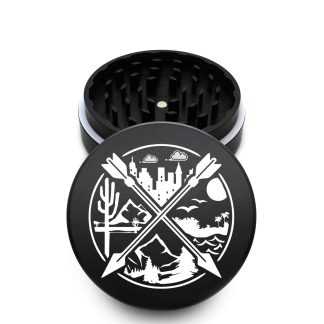 USA Made The Puck® Grinder: North, South, East, West, Black, 3.500 inch [90mm], 2 Piece