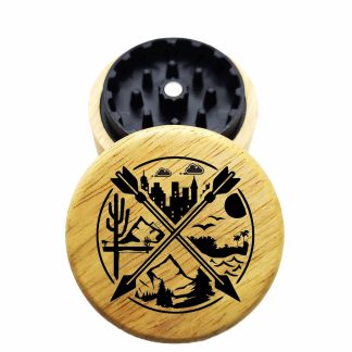 The Hybrid™ Mini Grinder: NSEW – 2.3" Wood Top Weed Grinder – Mini Herb Grinder