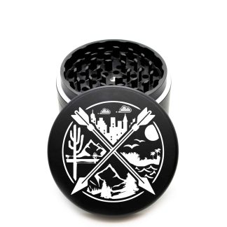 USA Made The Puck® Grinder: North South East West – 90mm Black Weed Grinder