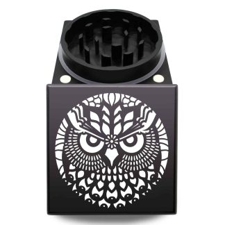 Horned Owl Mandala American Made Square Herb Grinder – Heavy Duty 2pc Weed Crusher