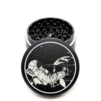 USA Made The Puck® Grinder: PBRS on the Moon – 90mm Black Aluminum Cannabis Grinder