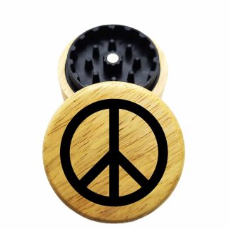The Hybrid™ Mini Grinder: Peace – 2.3" Wooden Weed Grinder with Polymer Insert, Two Piece