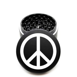 USA Made The Puck® Grinder: PEACE – Large 90mm Black Herb Grinder