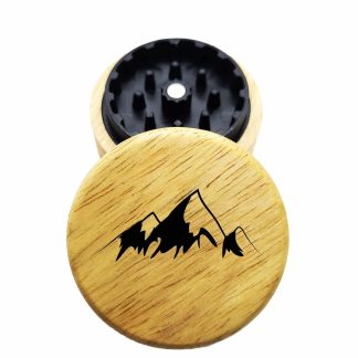 The Hybrid™ Mini Grinder: Peaks – 2.3 Inch Wood Top Weed Grinder – Two Piece Design
