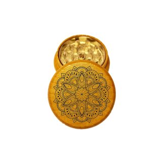Rose Mandala Mini Wooden Weed Grinder – 2 Piece Pocket Herb Grinder