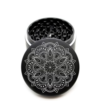 USA Made The Puck® Grinder: Rose Mandala – 3-Piece 90mm Black Herb Grinder