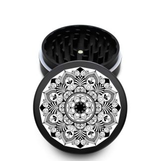 USA Made The Puck® Grinder: Royal Mandala, Black, 3.500 inch [90mm], 2 Piece