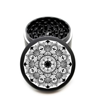 USA Made The Puck® Grinder: Royal Mandala – Premium 90mm Black Herb Grinder