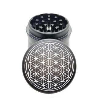 Sacred Geometry Black Mini Weed Grinder – Compact Herb Grinder