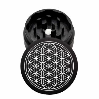 USA Made The Puck® Grinder: Flower of Life, 1.750 [45mm], Black, 2 Piece
