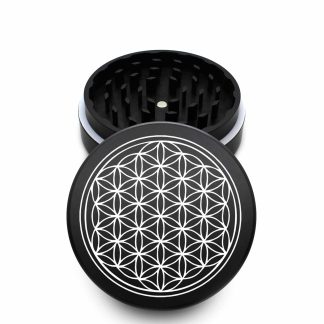 USA Made The Puck® Grinder: Flower of Life, 3.500 inch [90mm], Black, 2 Piece