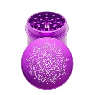 Sharktooth Mandala Purple Pocket Herb Grinder – Compact Crusher