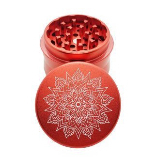 Sharktooth Mandala Red Best Weed Grinder Mini – 4 Piece Design