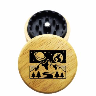 The Hybrid™ Mini Grinder: Space Mountain – Mini Wood Top Herb Grinder 2.3"