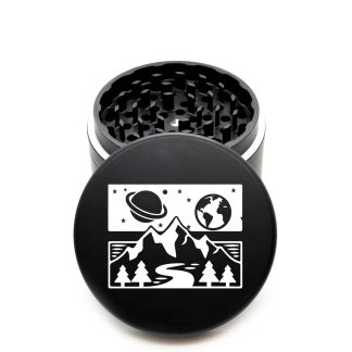 USA Made The Puck® Grinder: Space Mountain – 90mm Black Metal Herb Grinder