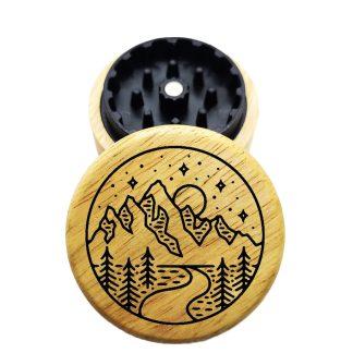 The Hybrid™ Mini Grinder: Starry – Compact Wooden Weed Grinder 2.3" Two Piece