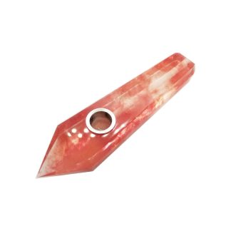 Red Smelting Quartz Gemstone Pipe with Screen (STYLE #1)