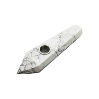 White Turquoise Gemstone Pipe with Screen (Style #14)