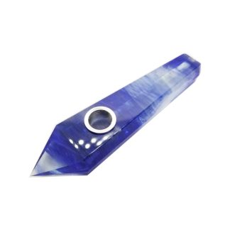 Blue Smelting Quartz Gemstone Pipe with Screen (STYLE #2)