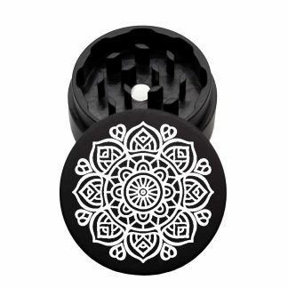 USA Made The Puck® Grinder: Sunflower Mandala, Black, 1.750 [45mm], 2 Piece