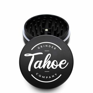 USA Made The Puck® Grinder: Tahoe Grinder Co Round Logo, Black, 3.500 inch [90mm], 2 Piece