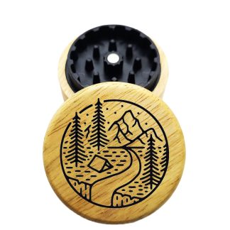 The Hybrid™ Mini Grinder: Tent – 2.3" Wooden Weed Grinder – Compact 2PC Grinder