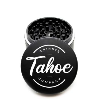 USA Made The Puck® Grinder: Tahoe Grinder Co Round Logo – 90mm Black Metal Cannabis Grinder