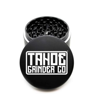 USA Made The Puck® Grinder: Tahoe Grinder Co Square Logo – 90mm Black 3-Piece Aluminum Herb Grinder