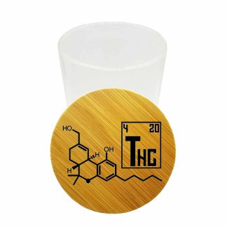 THC Molecule Weed Storage Container – Airtight Herb Jar 200ml Bamboo Top