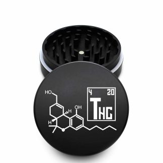 USA Made The Puck® Grinder: THC Molecule , Black, 3.500 inch [90mm], 2 Piece