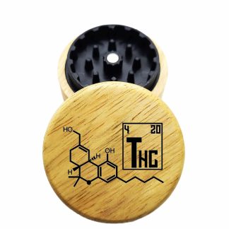 The Hybrid™ Mini Grinder: THC Molecule – Wood Top Herb Grinder 2.3" | Two Piece