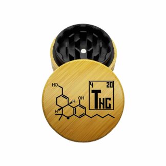 USA Made The Puck® Hybrid™ Grinder: THC Molecule – 70mm Wooden Herb Grinder | Two Piece Grinder