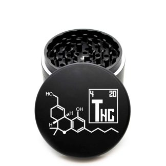 USA Made The Puck® Grinder: THC Molecule – 90mm Black Scientific Herb Grinder