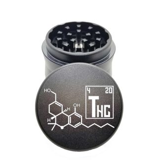 THC Molecule Black Mini Herb Grinder – Compact Weed Crusher