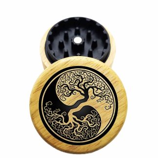 The Hybrid™ Mini Grinder: Yin Yang Tree – Mini Wooden Weed Grinder 2.3" Herb Grinder