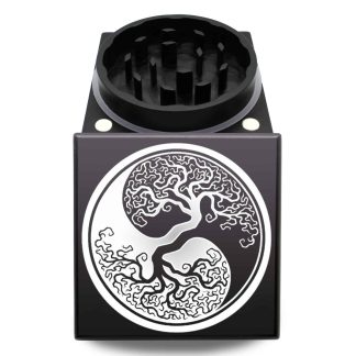 Yin Yang Tree of Life American Crafted Square Herb Grinder – Top Rated 65mm Weed Mill