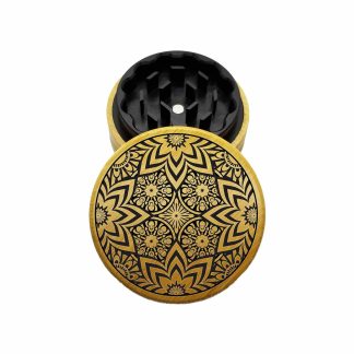 USA Made The Puck® Hybrid™ Grinder: Trippy Hippie – 70mm Wood Top Herb Grinder – Two Piece