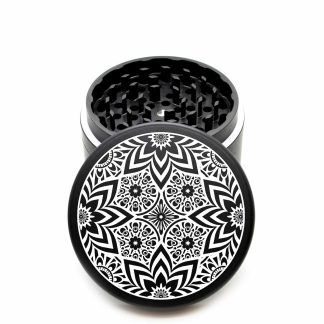 USA Made The Puck® Grinder: Trippy Hippie – 90mm Black Aluminum Weed Grinder