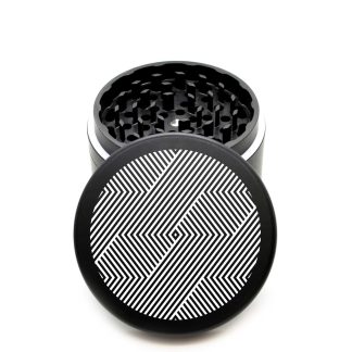 USA Made The Puck® Grinder: Trippy V2 – 90mm Black Metal Herb Crusher